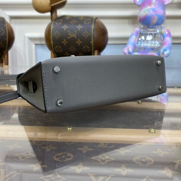 Hermes Mini Kelly II Bag 19cm Original Calfskin Leather Silver 09