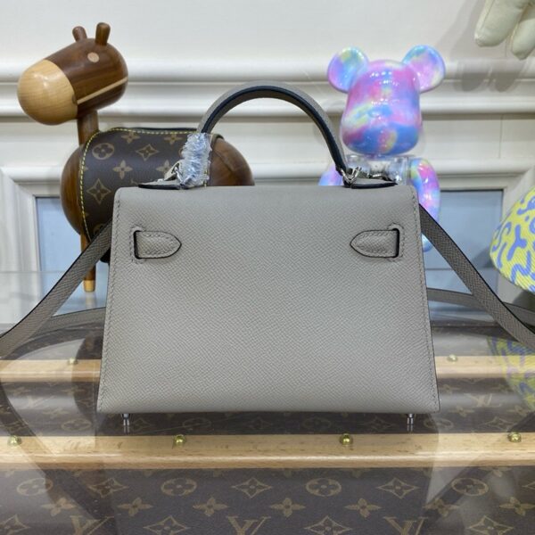 Hermes Mini Kelly II Bag 19cm Original Calfskin Leather Silver 10