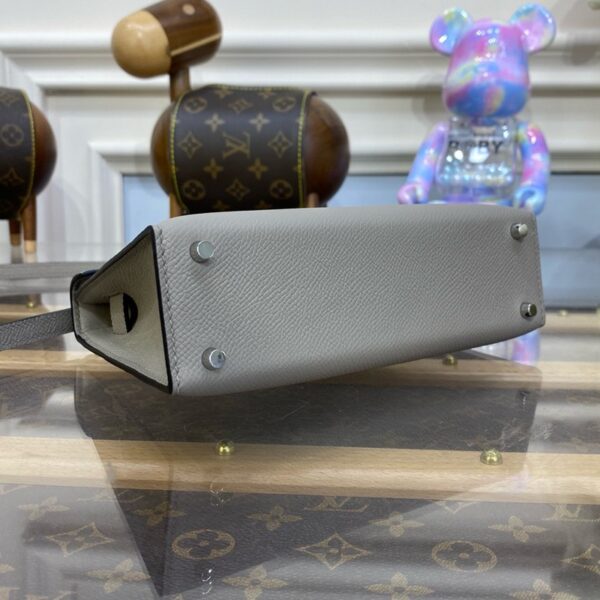 Hermes Mini Kelly II Bag 19cm Original Calfskin Leather Silver 10