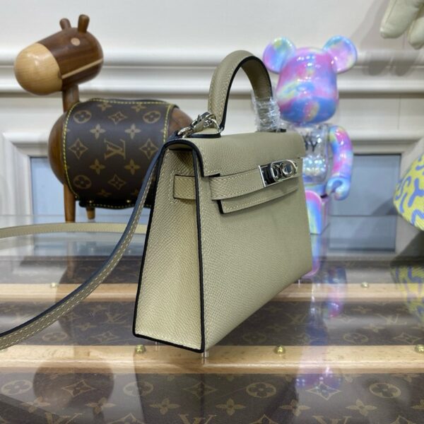 Hermes Mini Kelly II Bag 19cm Original Calfskin Leather Silver 11