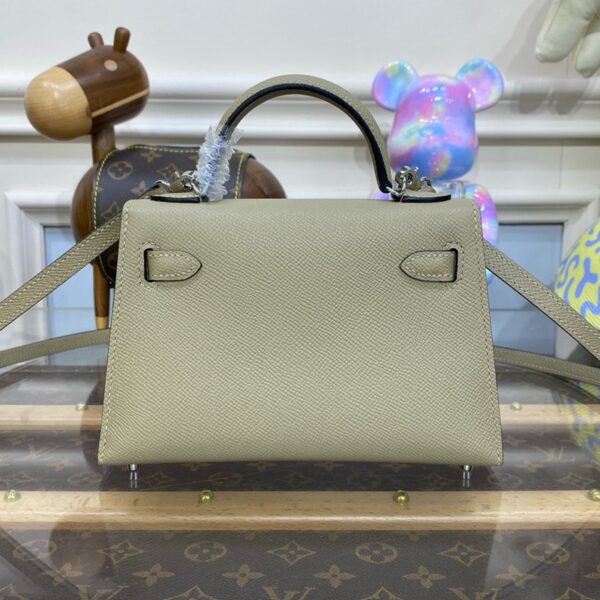 Hermes Mini Kelly II Bag 19cm Original Calfskin Leather Silver 11