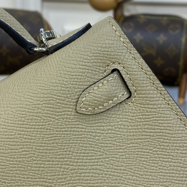 Hermes Mini Kelly II Bag 19cm Original Calfskin Leather Silver 11