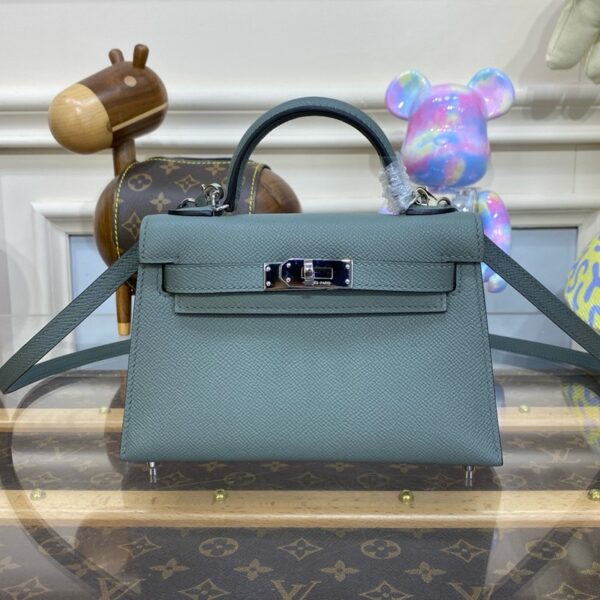 Hermes Mini Kelly II Bag 19cm Original Calfskin Leather Silver 12