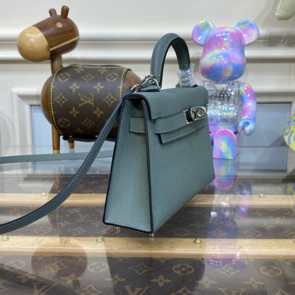 Hermes Mini Kelly II Bag 19cm Original Calfskin Leather Silver 12
