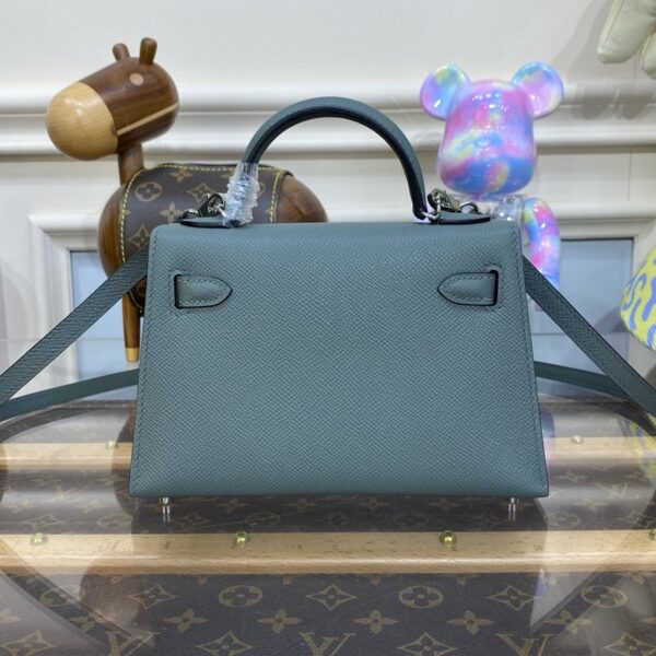 Hermes Mini Kelly II Bag 19cm Original Calfskin Leather Silver 12