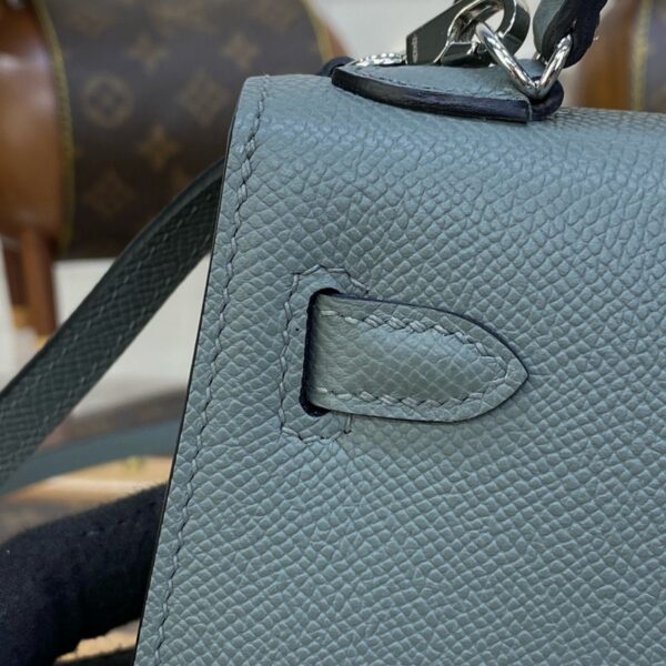 Hermes Mini Kelly II Bag 19cm Original Calfskin Leather Silver 12