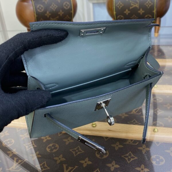 Hermes Mini Kelly II Bag 19cm Original Calfskin Leather Silver 12
