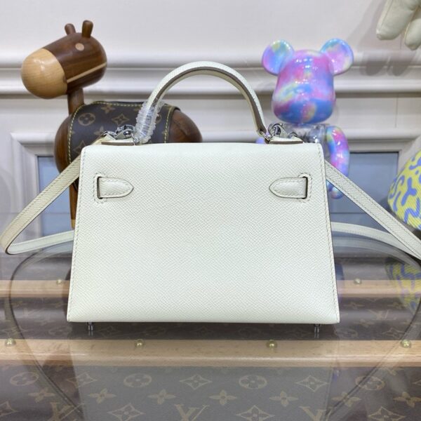 Hermes Mini Kelly II Bag 19cm Original Calfskin Leather Silver 13