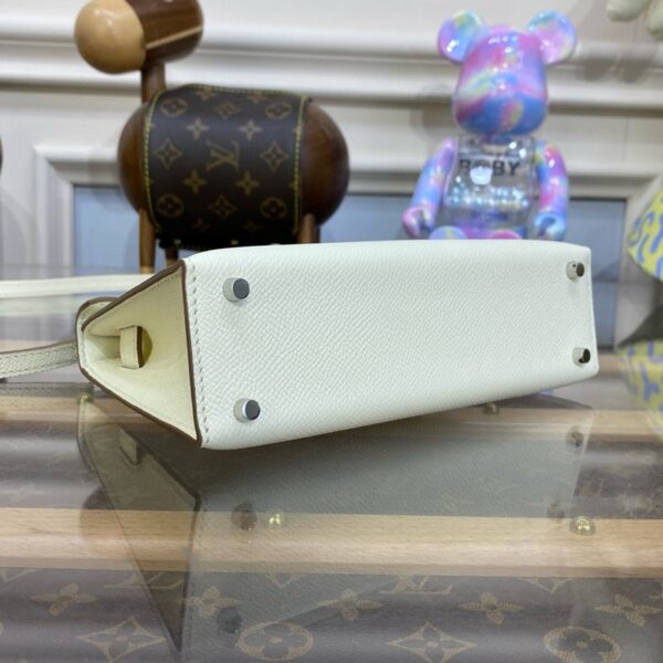 Hermes Mini Kelly II Bag 19cm Original Calfskin Leather Silver 13