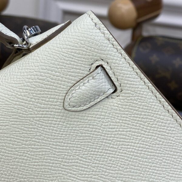 Hermes Mini Kelly II Bag 19cm Original Calfskin Leather Silver 13