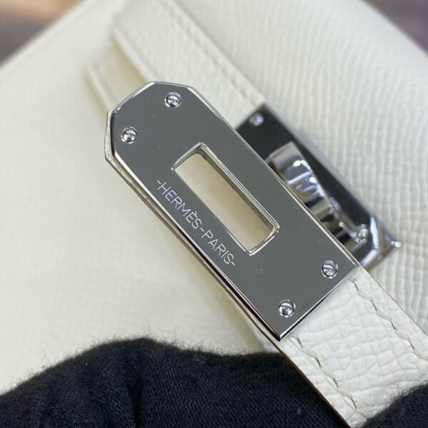 Hermes Mini Kelly II Bag 19cm Original Calfskin Leather Silver 13
