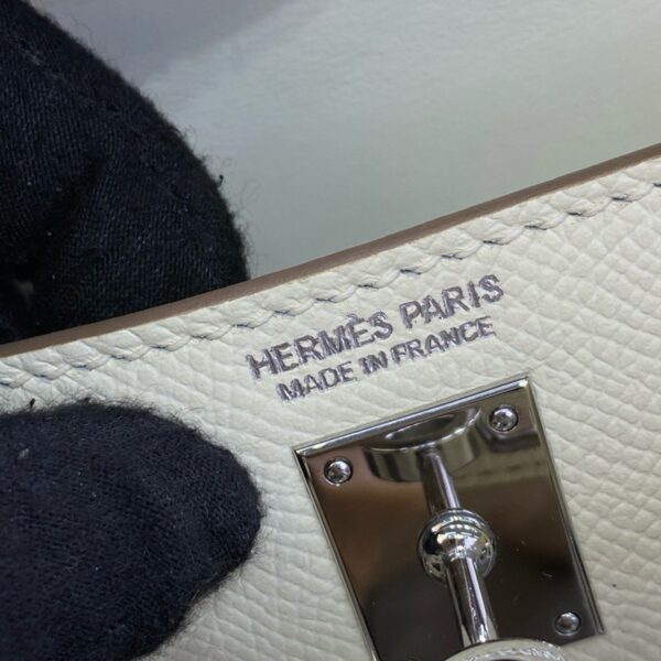 Hermes Mini Kelly II Bag 19cm Original Calfskin Leather Silver 13