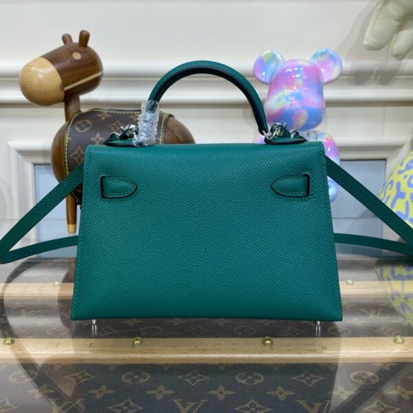 Hermes Mini Kelly II Bag 19cm Original Calfskin Leather Silver 14