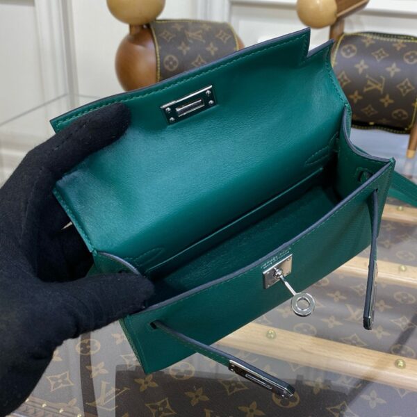 Hermes Mini Kelly II Bag 19cm Original Calfskin Leather Silver 14