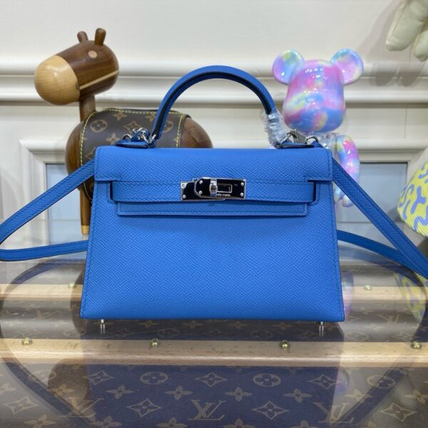 Hermes Mini Kelly II Bag 19cm Original Calfskin Leather Silver 15