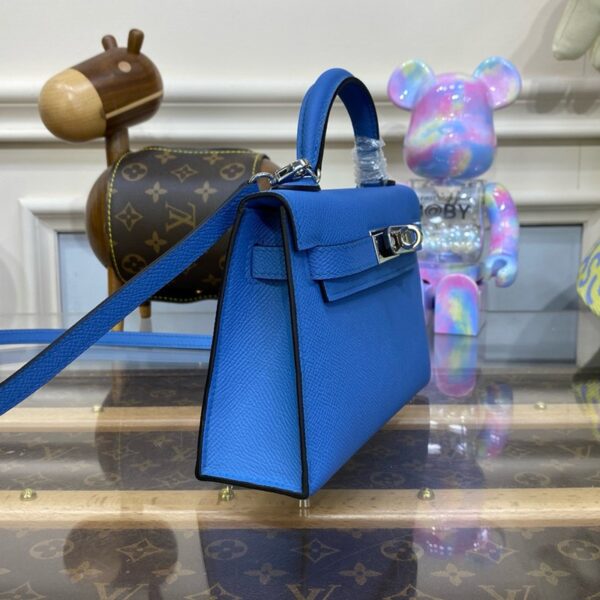 Hermes Mini Kelly II Bag 19cm Original Calfskin Leather Silver 15