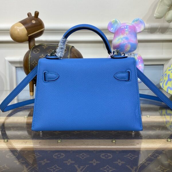 Hermes Mini Kelly II Bag 19cm Original Calfskin Leather Silver 15