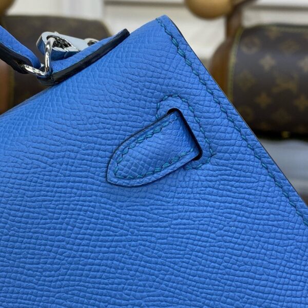 Hermes Mini Kelly II Bag 19cm Original Calfskin Leather Silver 15