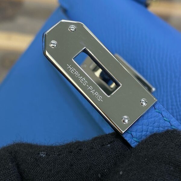 Hermes Mini Kelly II Bag 19cm Original Calfskin Leather Silver 15