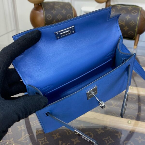 Hermes Mini Kelly II Bag 19cm Original Calfskin Leather Silver 15