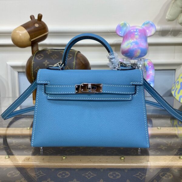 Hermes Mini Kelly II Bag 19cm Original Calfskin Leather Silver 16