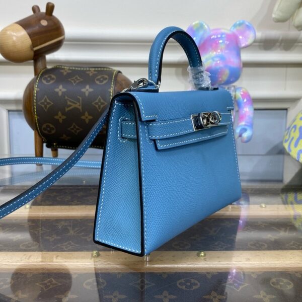 Hermes Mini Kelly II Bag 19cm Original Calfskin Leather Silver 16