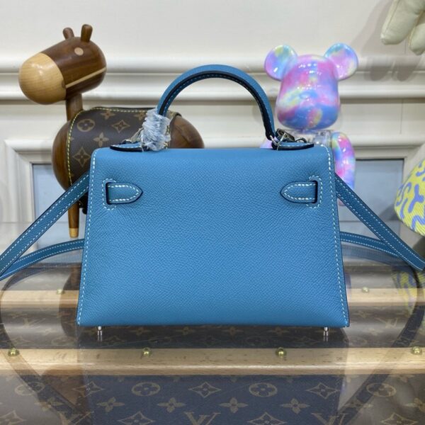 Hermes Mini Kelly II Bag 19cm Original Calfskin Leather Silver 16