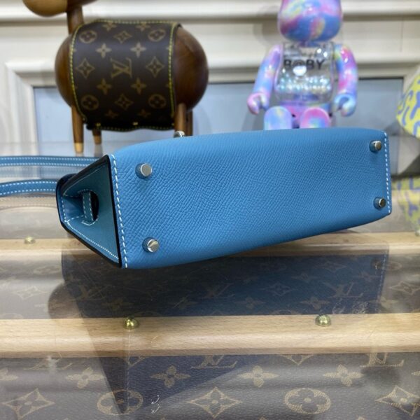 Hermes Mini Kelly II Bag 19cm Original Calfskin Leather Silver 16