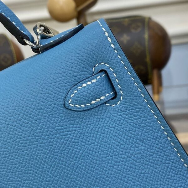 Hermes Mini Kelly II Bag 19cm Original Calfskin Leather Silver 16