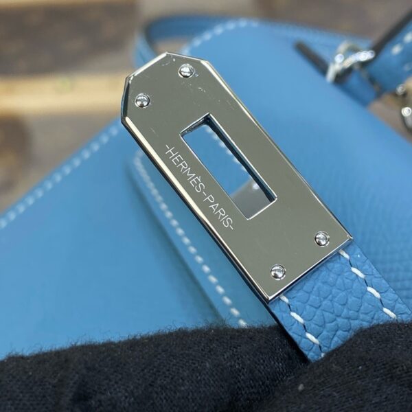 Hermes Mini Kelly II Bag 19cm Original Calfskin Leather Silver 16