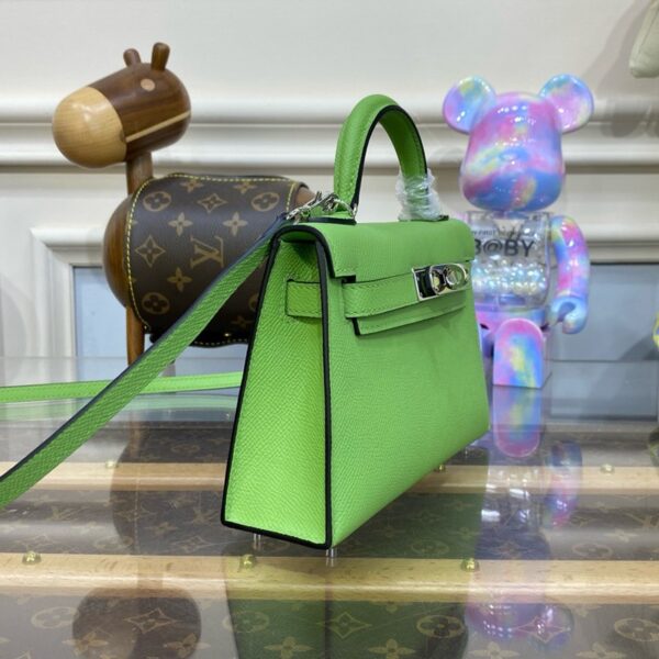 Hermes Mini Kelly II Bag 19cm Original Calfskin Leather Silver 17