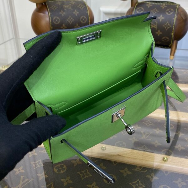 Hermes Mini Kelly II Bag 19cm Original Calfskin Leather Silver 17