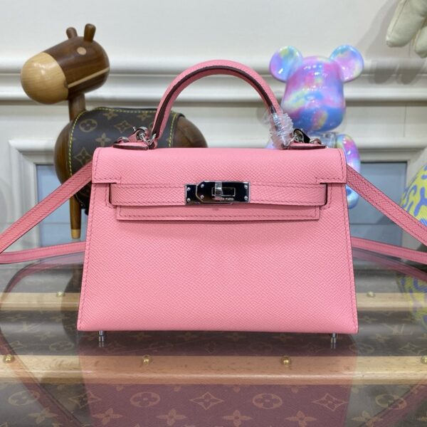 Hermes Mini Kelly II Bag 19cm Original Calfskin Leather Silver 18