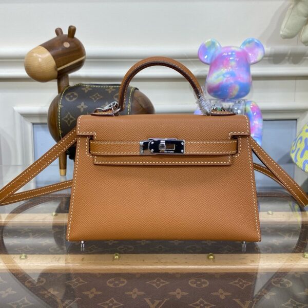 Hermes Mini Kelly II Bag 19cm Original Calfskin Leather Silver 19
