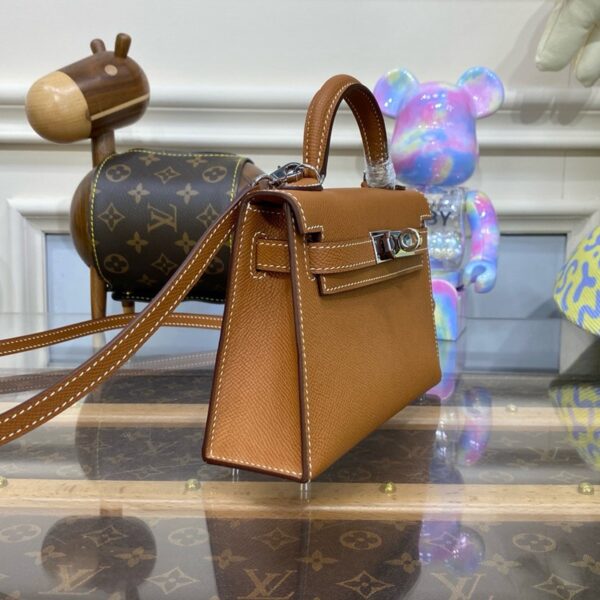 Hermes Mini Kelly II Bag 19cm Original Calfskin Leather Silver 19