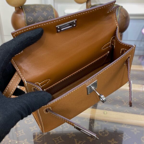 Hermes Mini Kelly II Bag 19cm Original Calfskin Leather Silver 19