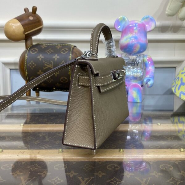 Hermes Mini Kelly II Bag 19cm Original Calfskin Leather Silver 20