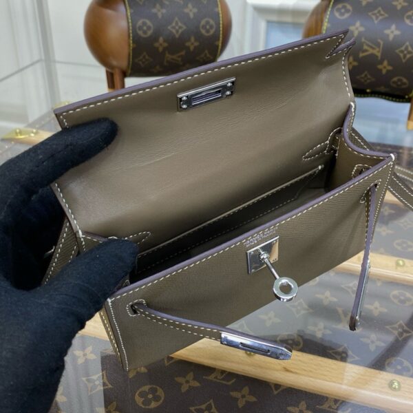 Hermes Mini Kelly II Bag 19cm Original Calfskin Leather Silver 20