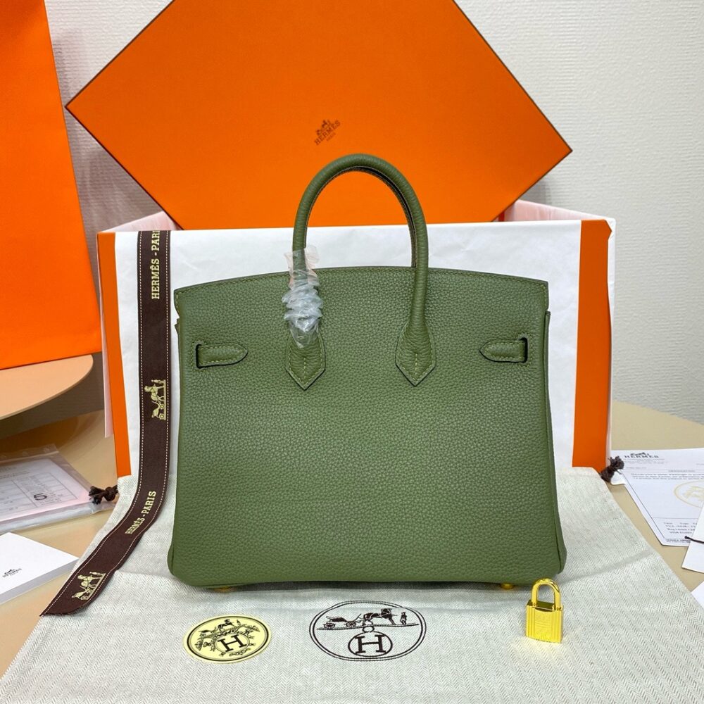 Hermes Birkin 25cm Bag Togo Leather Gold Green