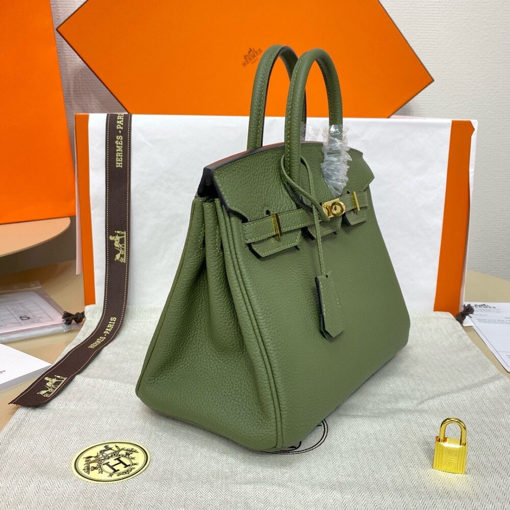 Hermes Birkin 25cm Bag Togo Leather Gold Green