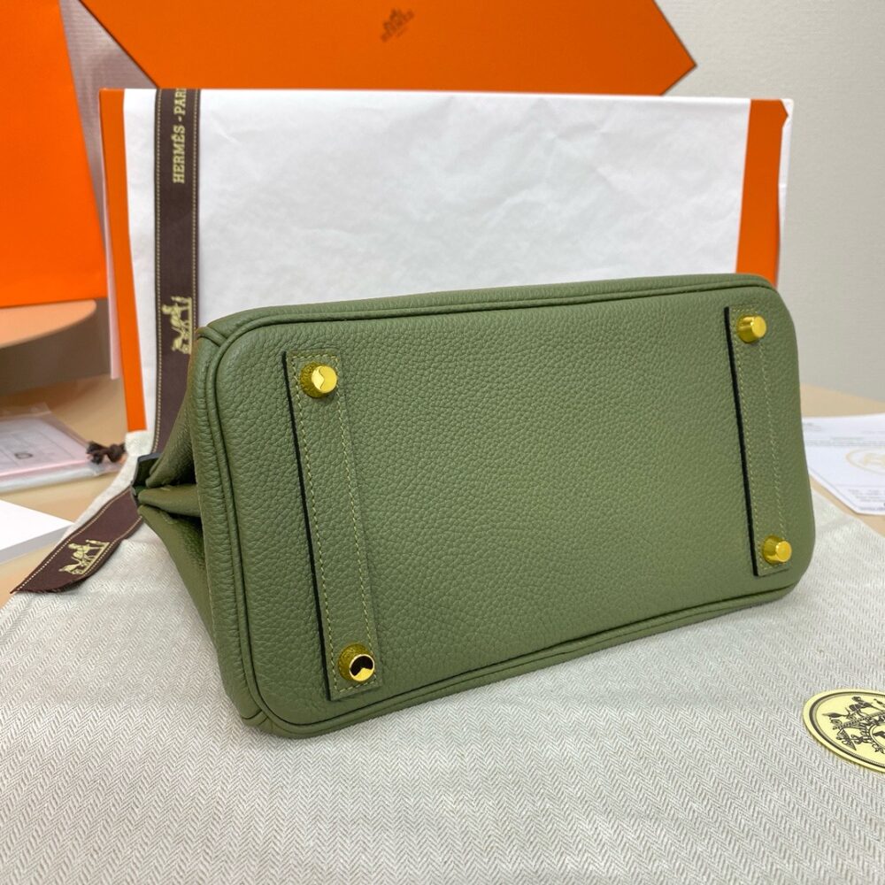 Hermes Birkin 25cm Bag Togo Leather Gold Green