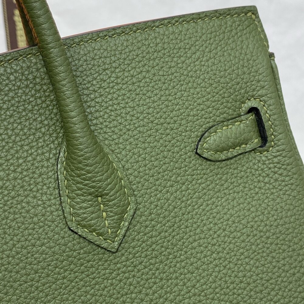 Hermes Birkin 25cm Bag Togo Leather Gold Green