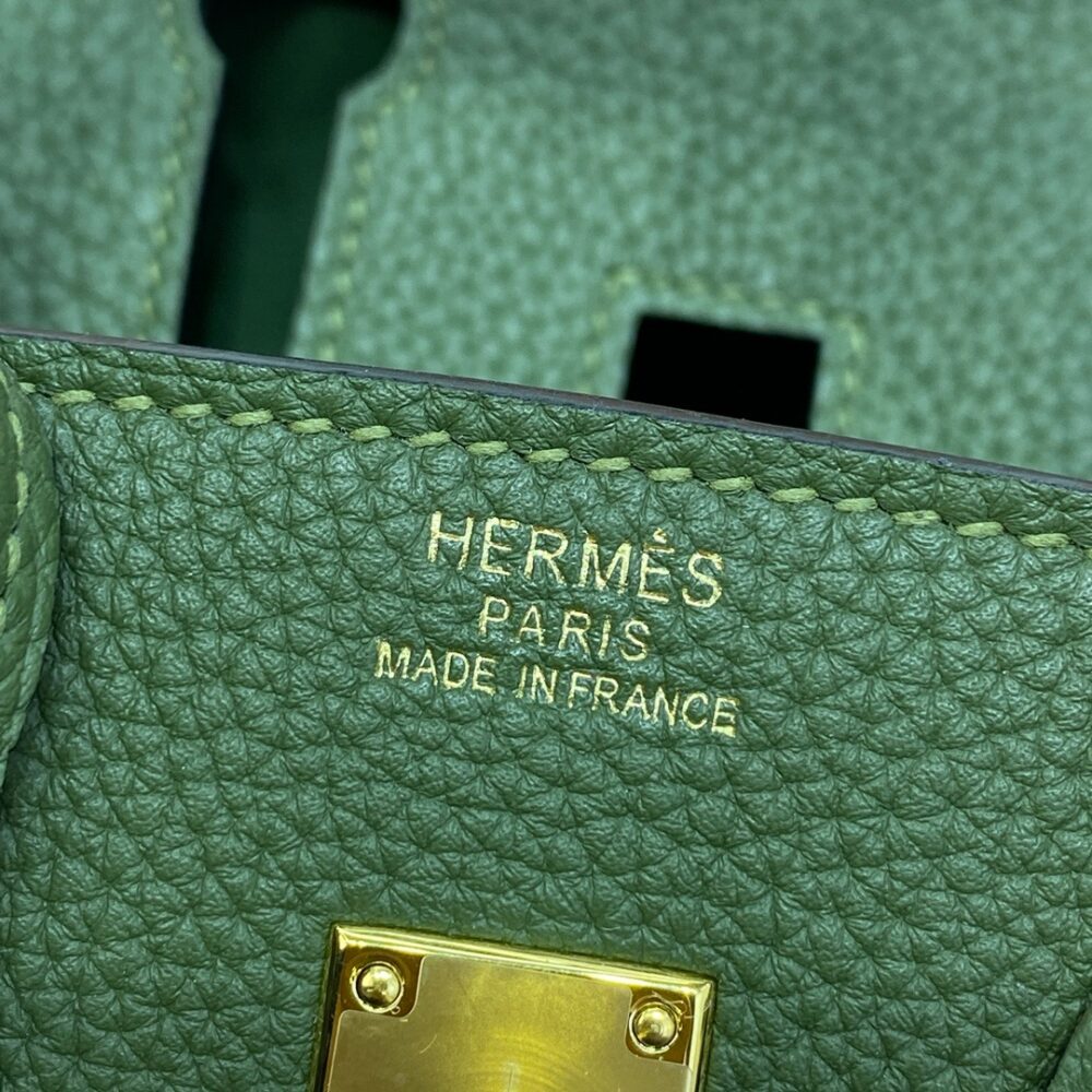 Hermes Birkin 25cm Bag Togo Leather Gold Green