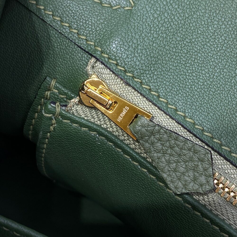 Hermes Birkin 25cm Bag Togo Leather Gold Green