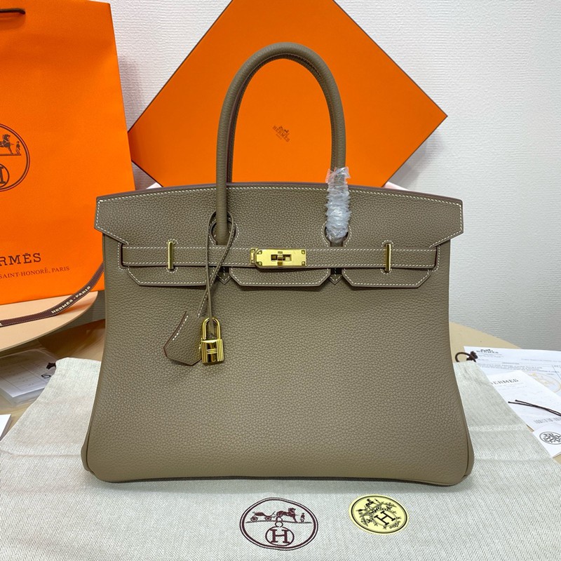 Hermes Birkin 25cm Bag Togo Leather Gold Grey