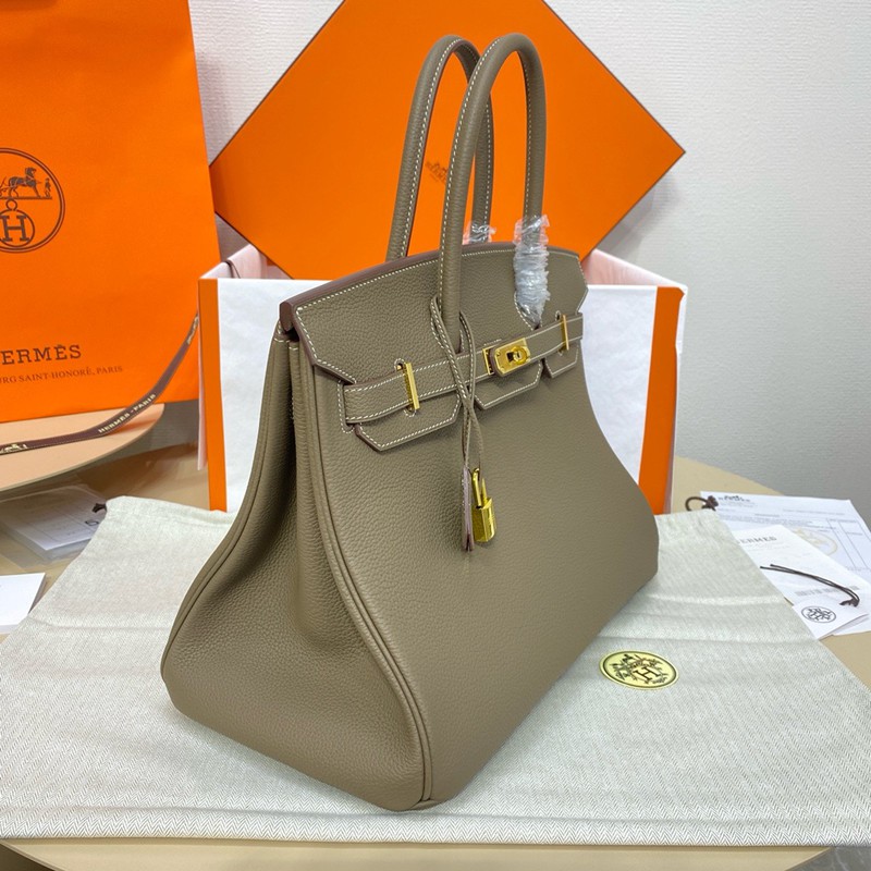 Hermes Birkin 25cm Bag Togo Leather Gold Grey