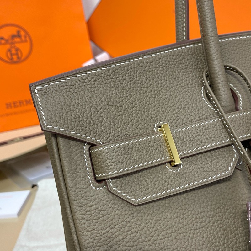 Hermes Birkin 25cm Bag Togo Leather Gold Grey