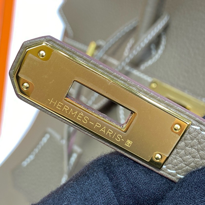 Hermes Birkin 25cm Bag Togo Leather Gold Grey