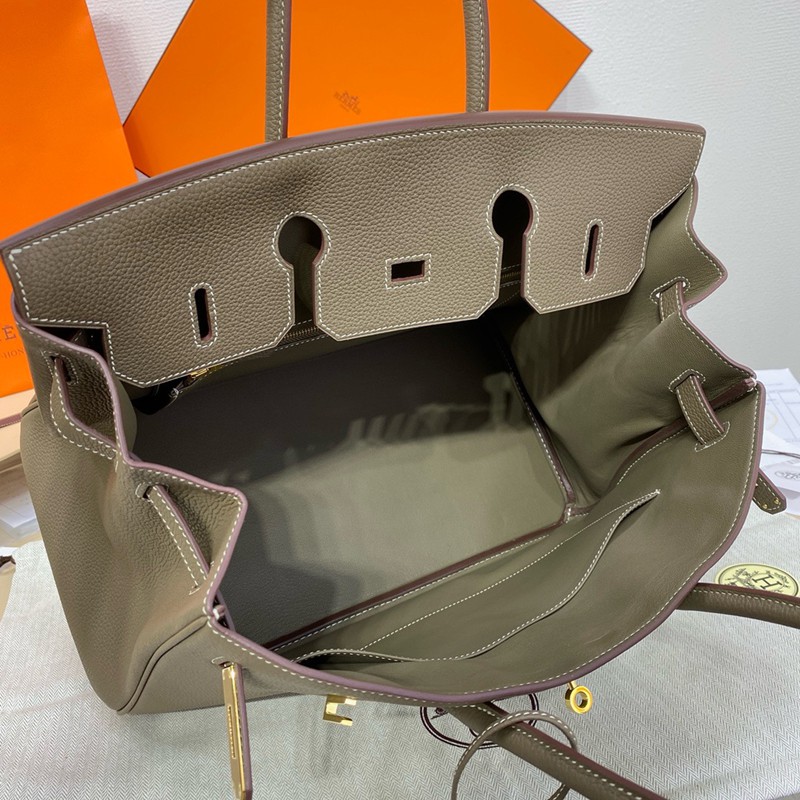 Hermes Birkin 25cm Bag Togo Leather Gold Grey