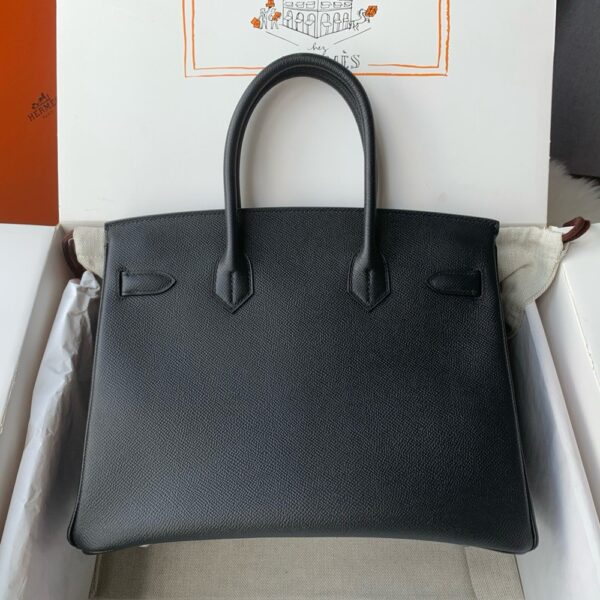 Hermes Birkin 30cm Bag Original Epsom Leather Full Handmade Silver Black